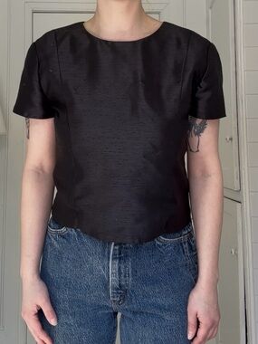 Vintage cropped satin tailored top